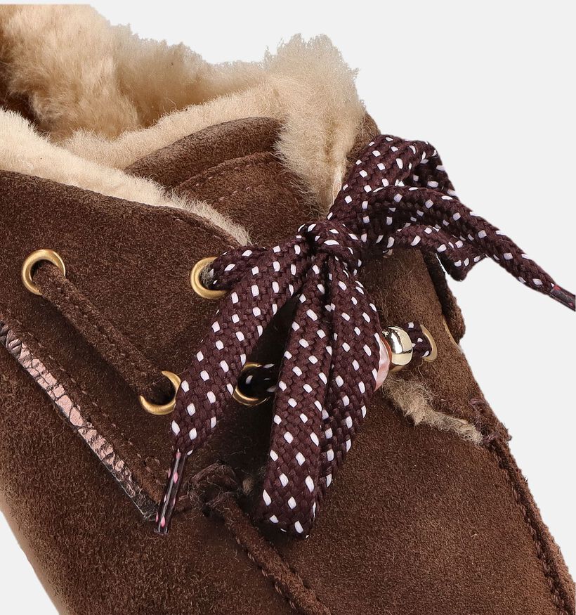 Poelman Chaussures bateau en Brun fonc&eacute; pour femmes (386170)