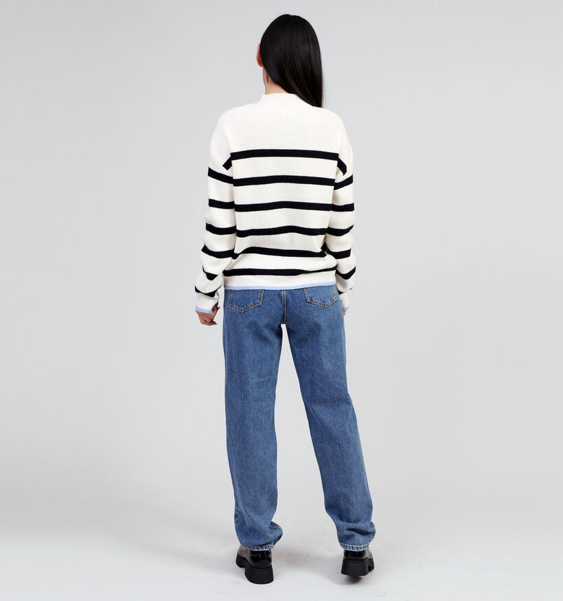 Pieces Nel Pull rayé en Beige pour femmes (342968)