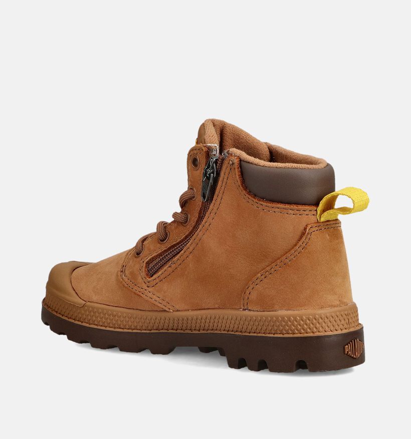 Palladium Pampa HI Cuff Waterproof Boots &agrave; lacets en Cognac pour gar&ccedil;ons (378505) - pour semelles orthop&eacute;diques