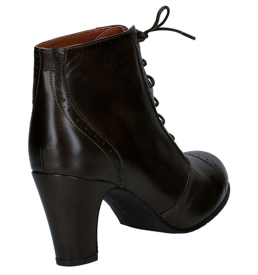 Relance Bottines à lacets en Vert kaki en cuir (300467)