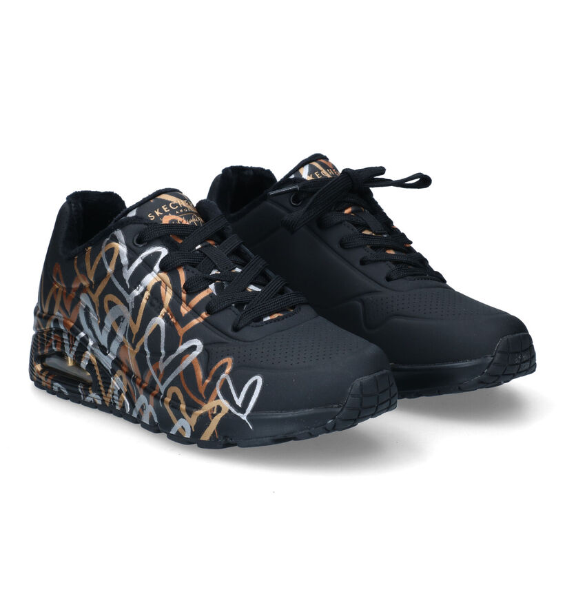 Skechers Uno Metallic Zwarte Sneakers voor dames (328048)