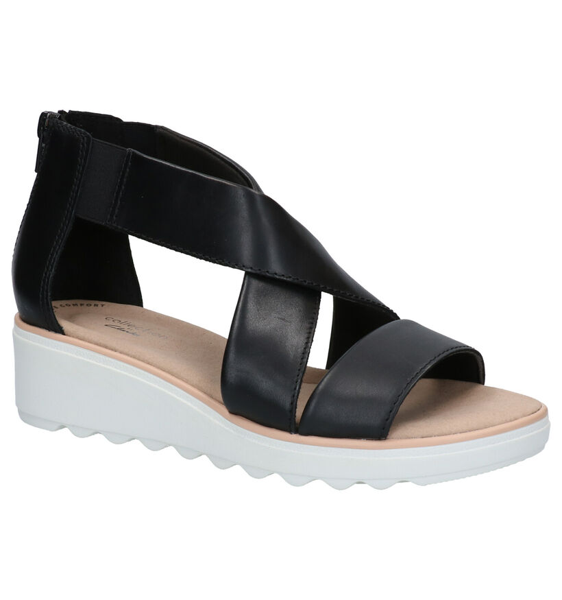 Clarks Jillian Rise Zwarte Sandalen in leer (265510)