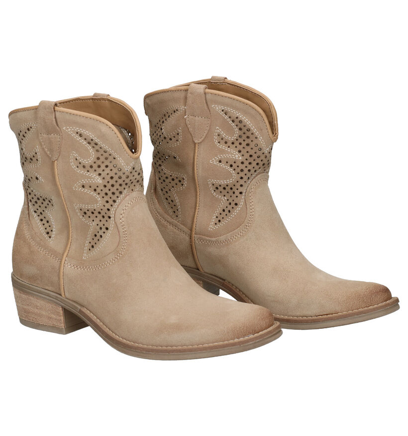 Via Limone Beige Western Boots in nubuck (290064)