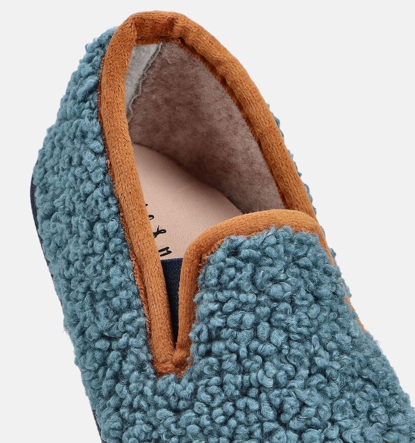 Milo & Mila Pantoufles fermées en Bleu/Orange pour filles, garçons (364932) - pour semelles orthopédiques