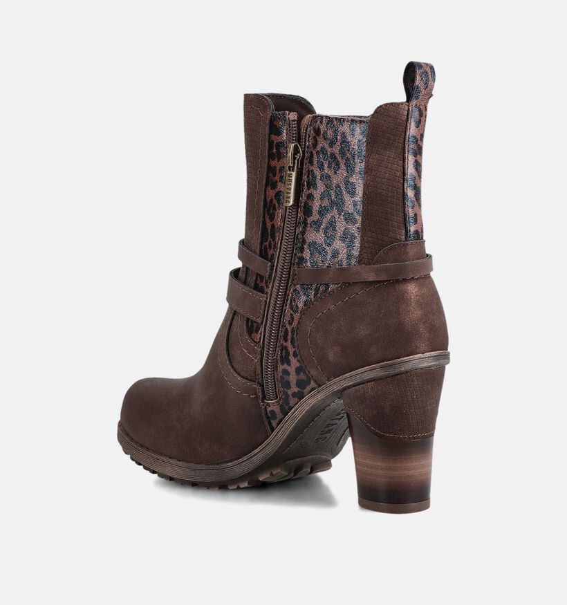 Mustang Donkerbruine Enkellaarzen met Hoge Hak voor dames (378909)