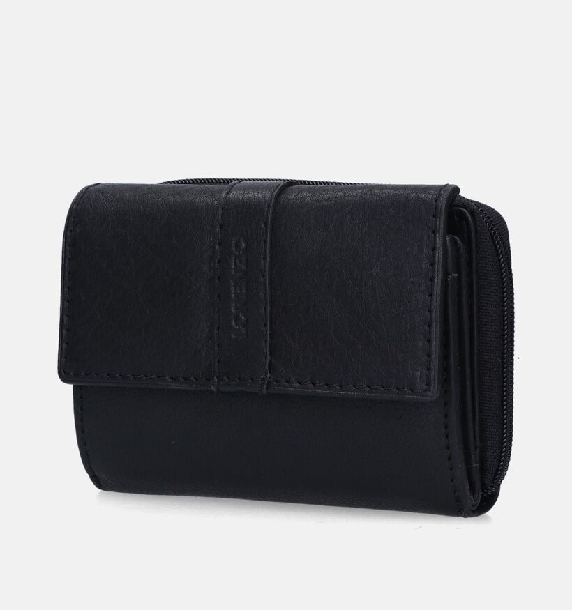 Euro-Leather Porte-monnaie à rabat en Noir pour femmes (348801)