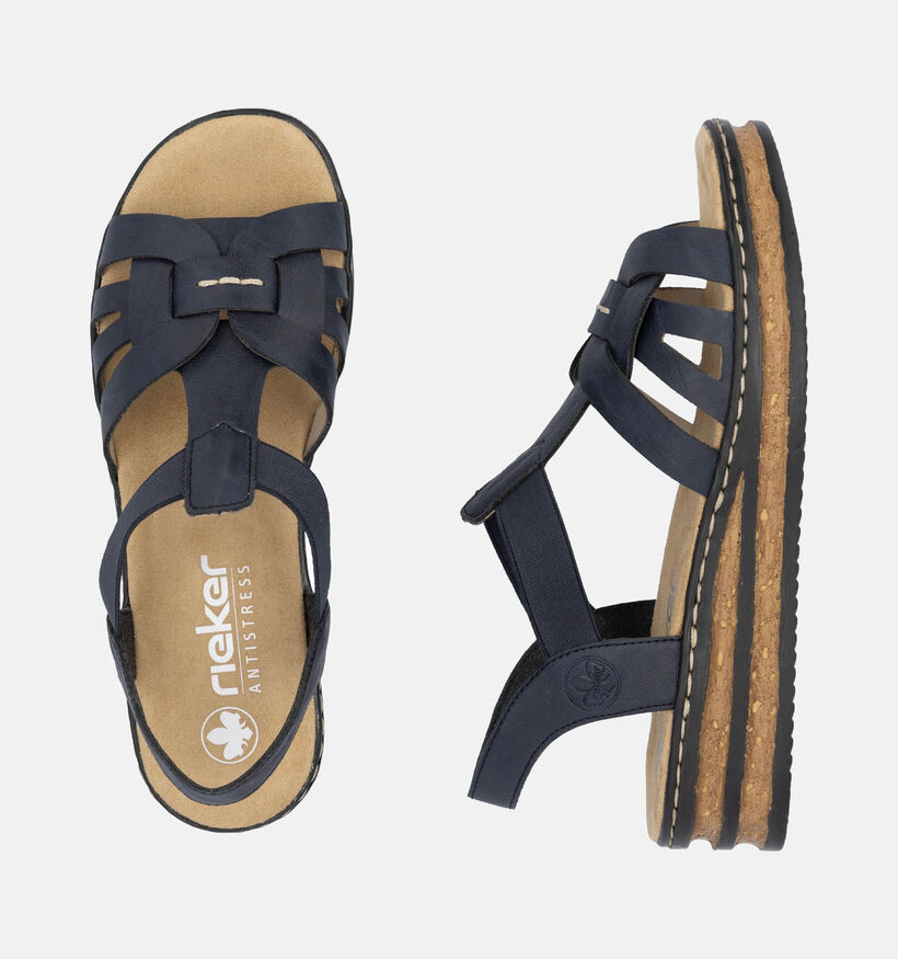 Rieker Blauwe Sandalen met sleehak voor dames (354949)