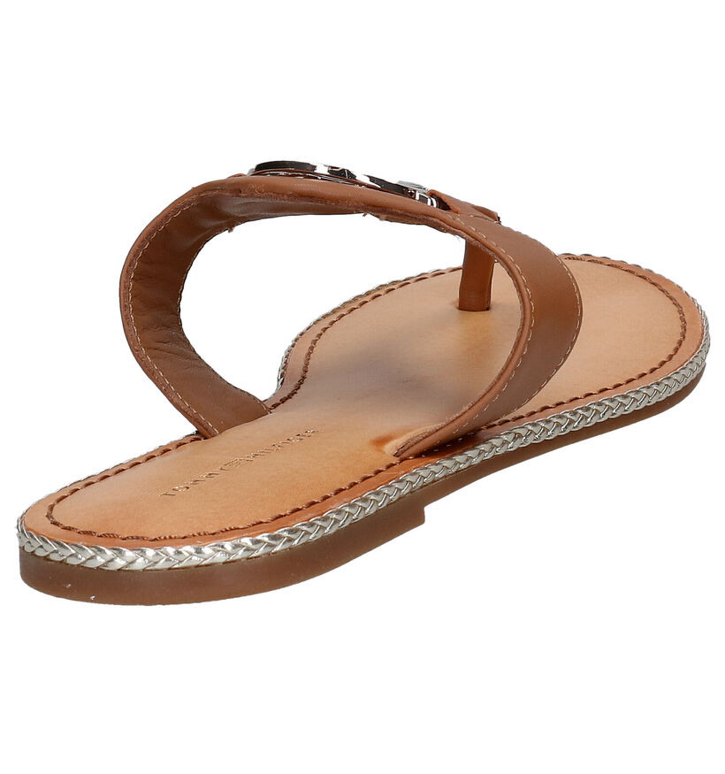 Tommy Hilfiger Essential Cognac Teenslippers in leer (285445)