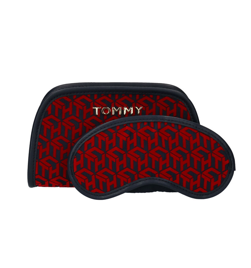 Tommy Hilfiger Trousse de Maquillage + Masque de Sommeil en Bleu/Rouge en simili cuir (264581)