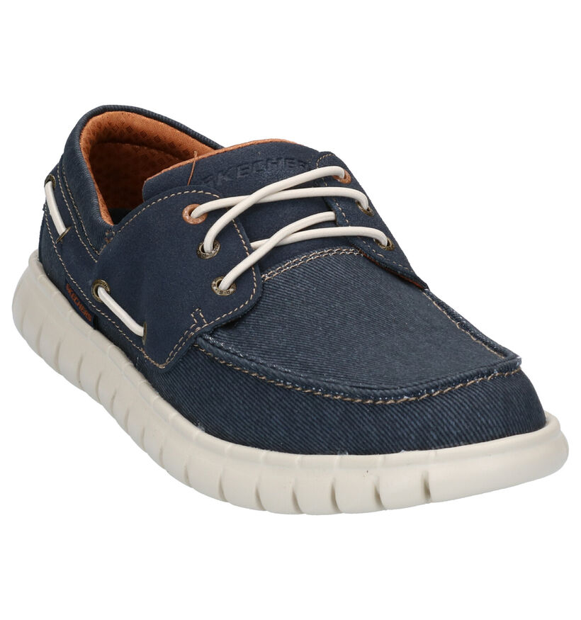 Skechers Blauwe Bootschoenen in stof (272811)