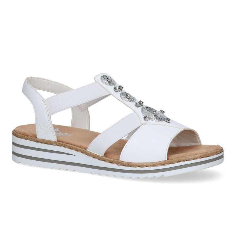 Rieker Witte Sandalen met sleehak voor dames (339057)