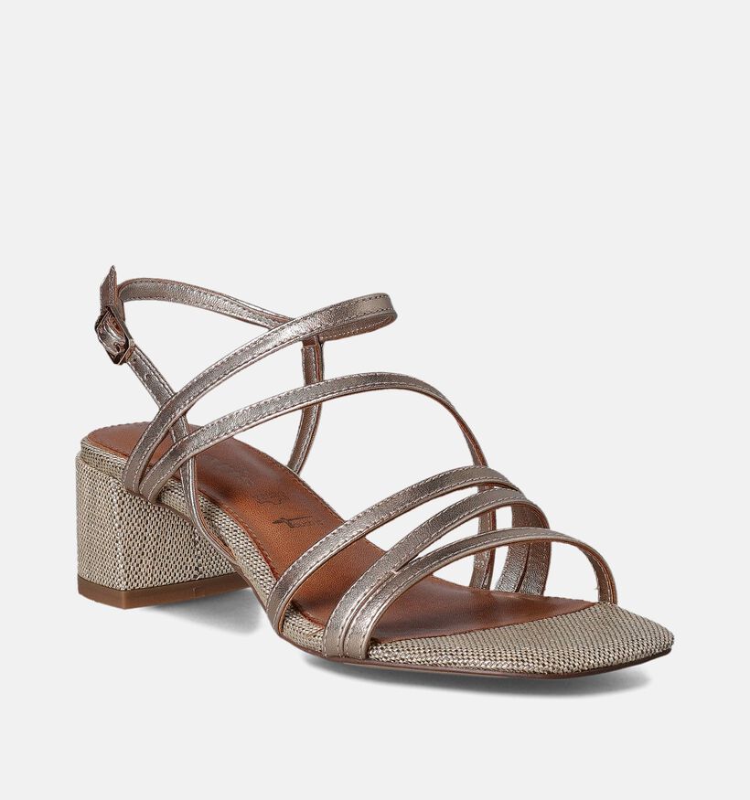 Tamaris Sandales avec talon carré en Bronze pour femmes (354443)