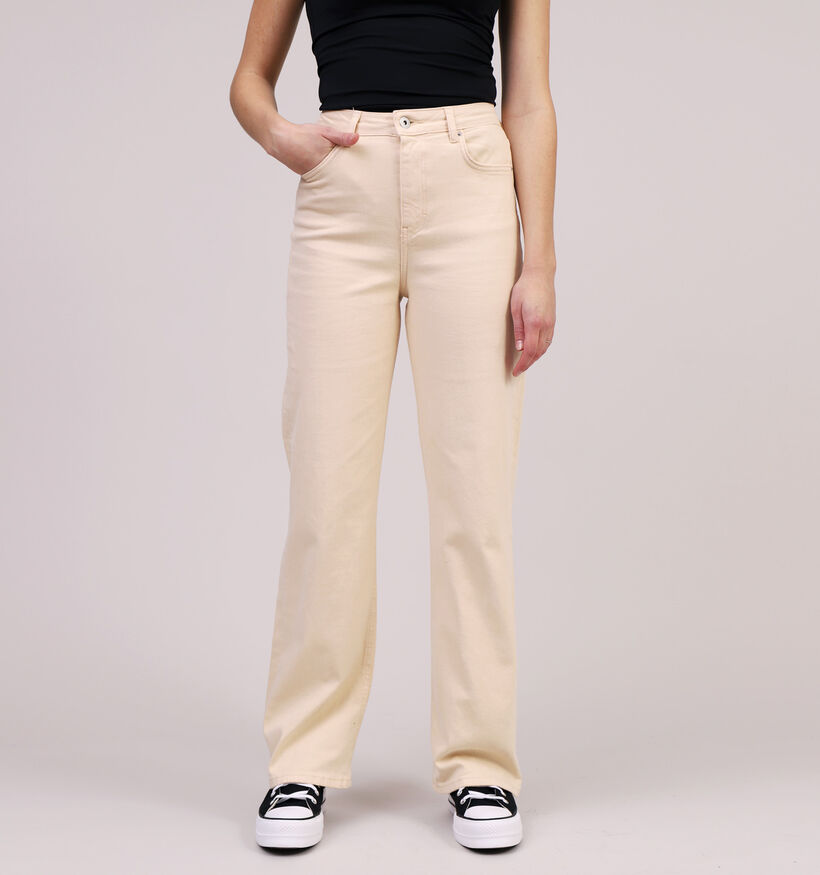 Pieces holly Jeans patte d'éléphant en Beige L30 pour femmes (323756)