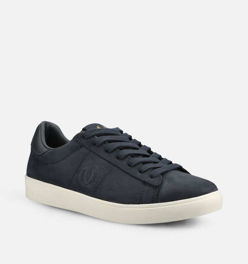 Fred Perry Spencer Nubuck Chaussures plates en Bleu fonc&eacute; pour hommes (375100)