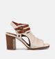 Mustang Ecru/Bruine Sandalen met hak voor dames (372132)
