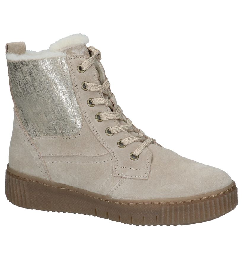 Lichtbeige Boots met Rits/Veter Tamaris in daim (226708)