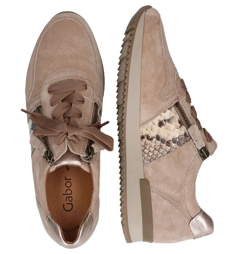 Gabor Best Fitting Kaki Veterschoenen in daim (297236)