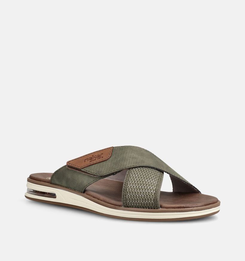Rieker Nu-pieds casual en Vert kaki pour hommes (370519)
