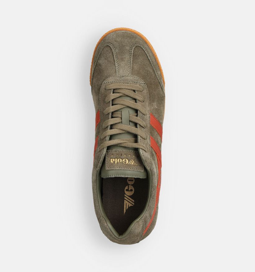 Gola Harrier Kaki/Oranje Sneakers voor heren (360719) - geschikt voor steunzolen