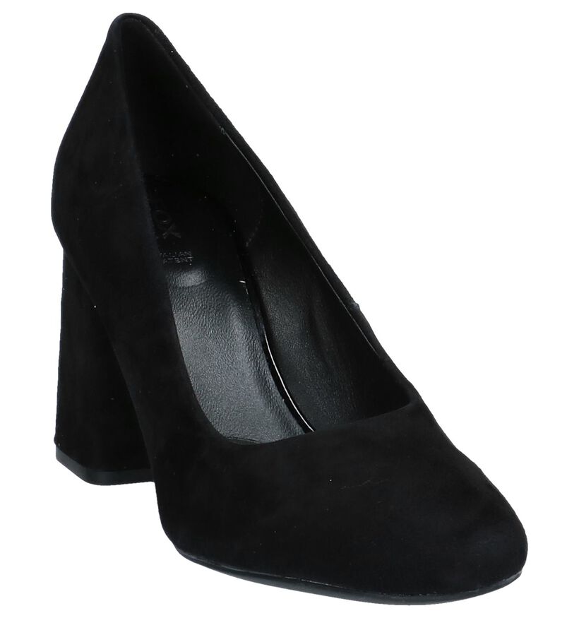 Geox Zwarte Pumps met Blokhak in daim (225563)
