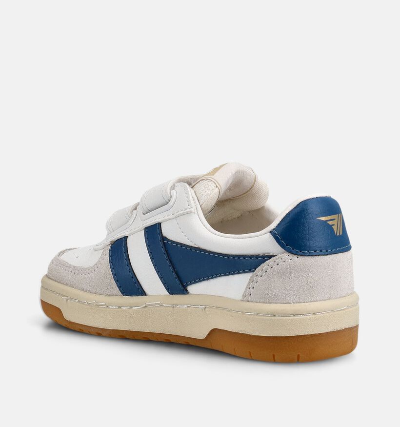 Gola Hawk Strap Baskets basses en Blanc/Bleu pour gar&ccedil;ons (376299) - pour semelles orthop&eacute;diques