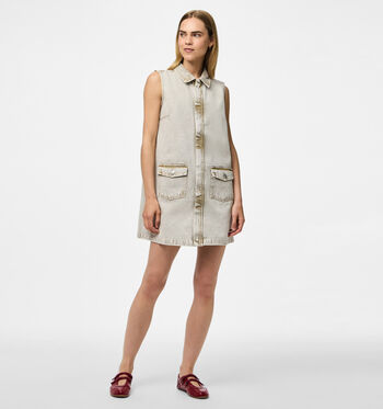 Robe mi-longue beige