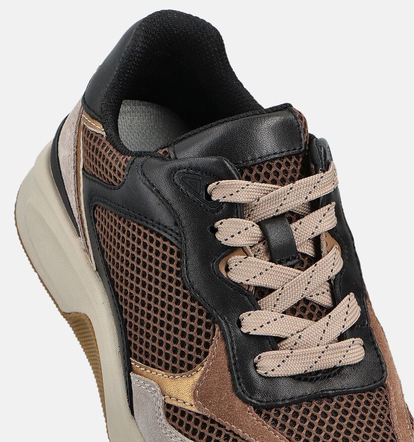Gabor Rollingsoft Bruine/Zwarte Sneakers voor dames (360325) - geschikt voor steunzolen