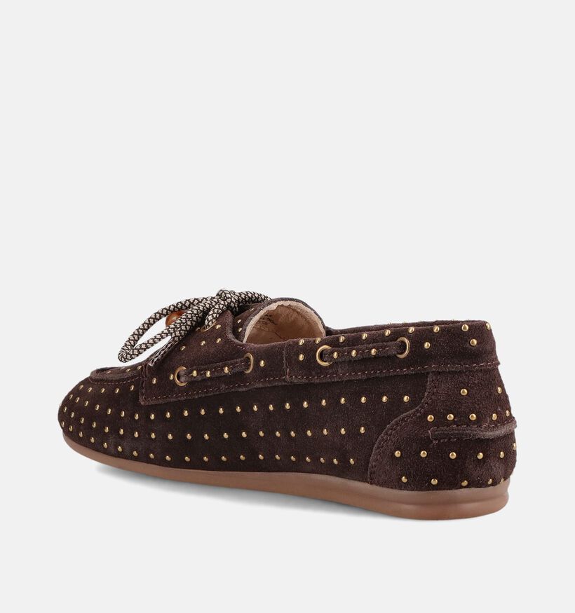 Poelman Chaussures bateau en Brun fonc&eacute; pour femmes (386172)