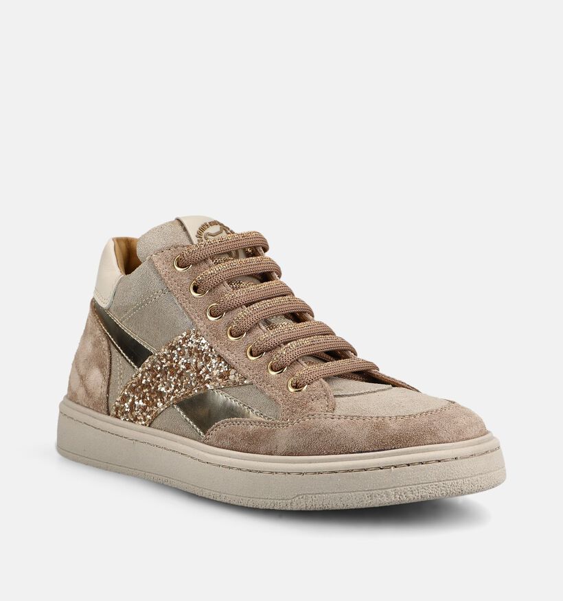 STONES and BONES India Donkerbeige Schoenen met Veter en Rits voor meisjes (378204) - geschikt voor steunzolen