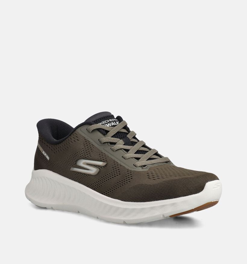 Skechers Go Walk Now Payton Kakigroene Slip-in Sneakers voor heren (367469)