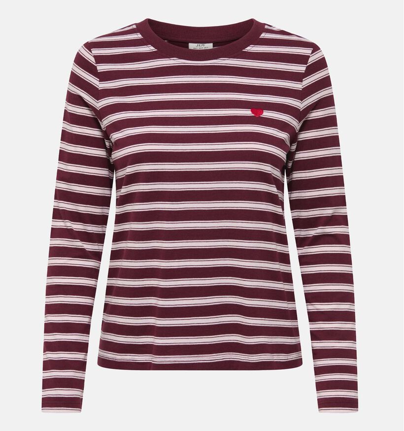JDY Pisa Bordeaux/Roze T-shirt Gestreept voor dames (382066)