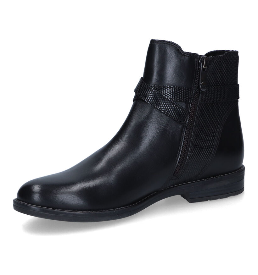 Marco Tozzi Bottines plates en Noir en cuir (315361)