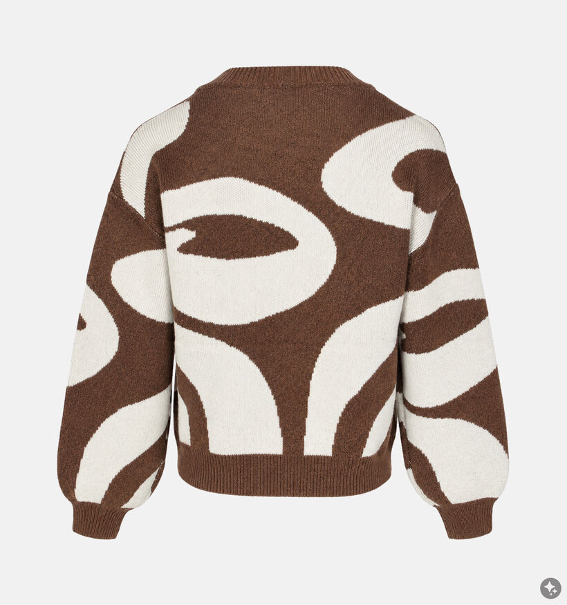 Vero Moda Lara Pull en Marron/Blanc pour femmes (377541)