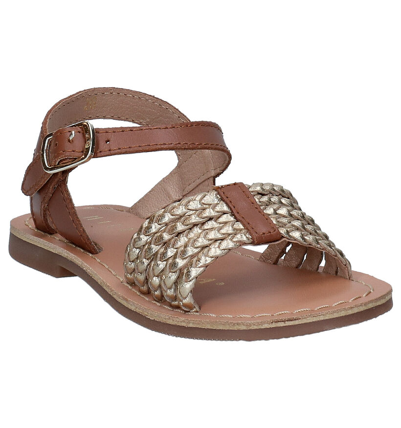 Milo & Mila Cognac Sandalen in leer (292038)