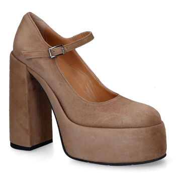 Pumps met bandje beige