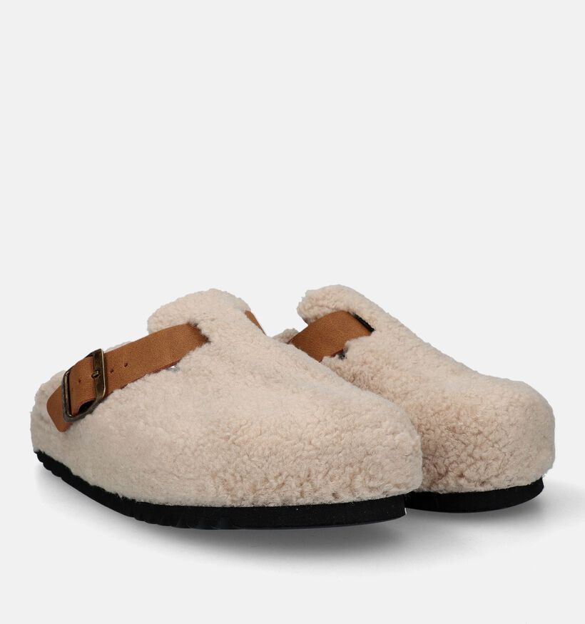 Scholl Amalfi Clog Pantoufles Teddy en Beige pour femmes (333809)