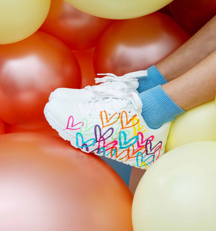 Skechers X Jgoldcrown Uno Lite Witte Sneakers voor meisjes (350338) - geschikt voor steunzolen