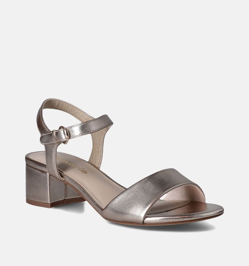 Tamaris Sandales avec talon carré en Or pour femmes (354553)