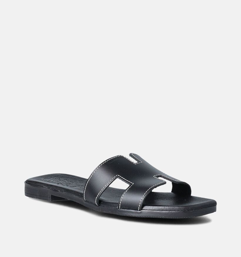 Oh My Sandals Zwarte Platte Slippers voor dames (357760)