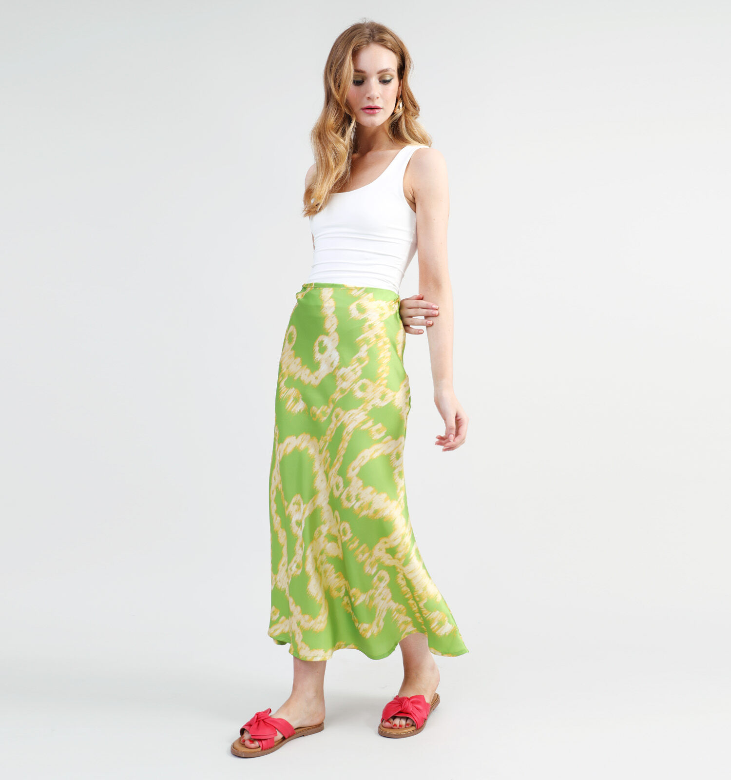 Vila Kooki Groene Midi rok Dames Rokken Online op TORFS.BE
