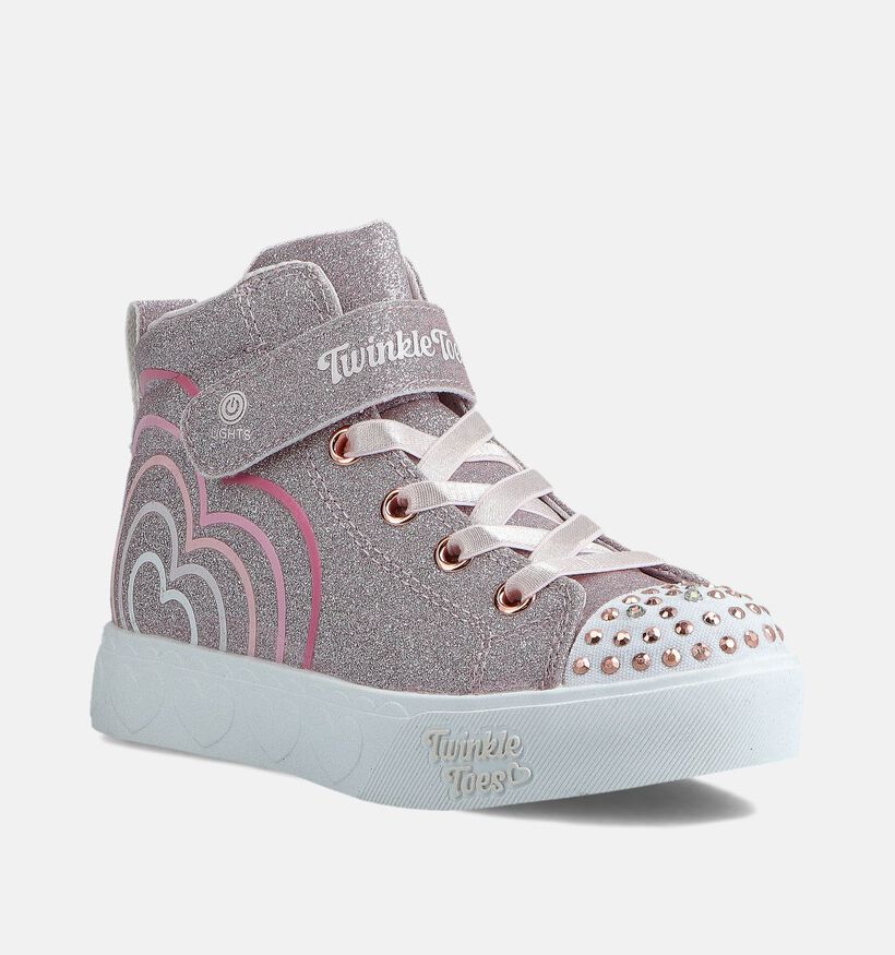 Skechers Heart Steps Glow Baskets montantes en Or rosé pour filles (366429)