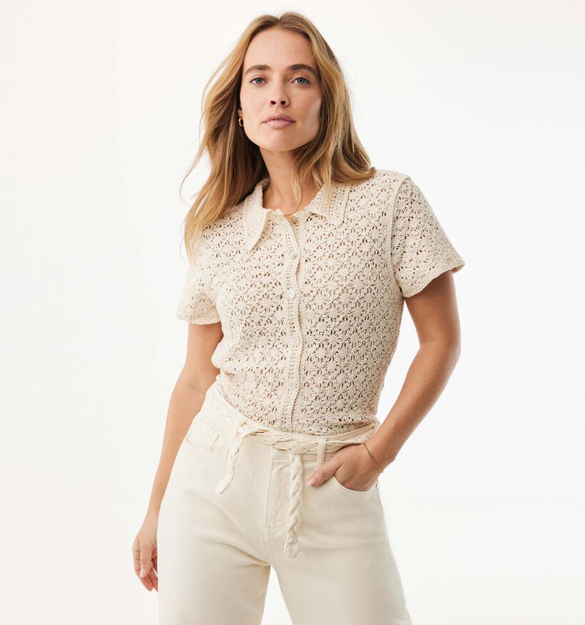 Mexx Crochet Polo Beige Blouse voor dames (382267)