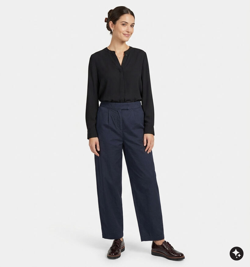 Fransa Abilene Pantalon classique en Bleu fonc&eacute; pour femmes (377903)