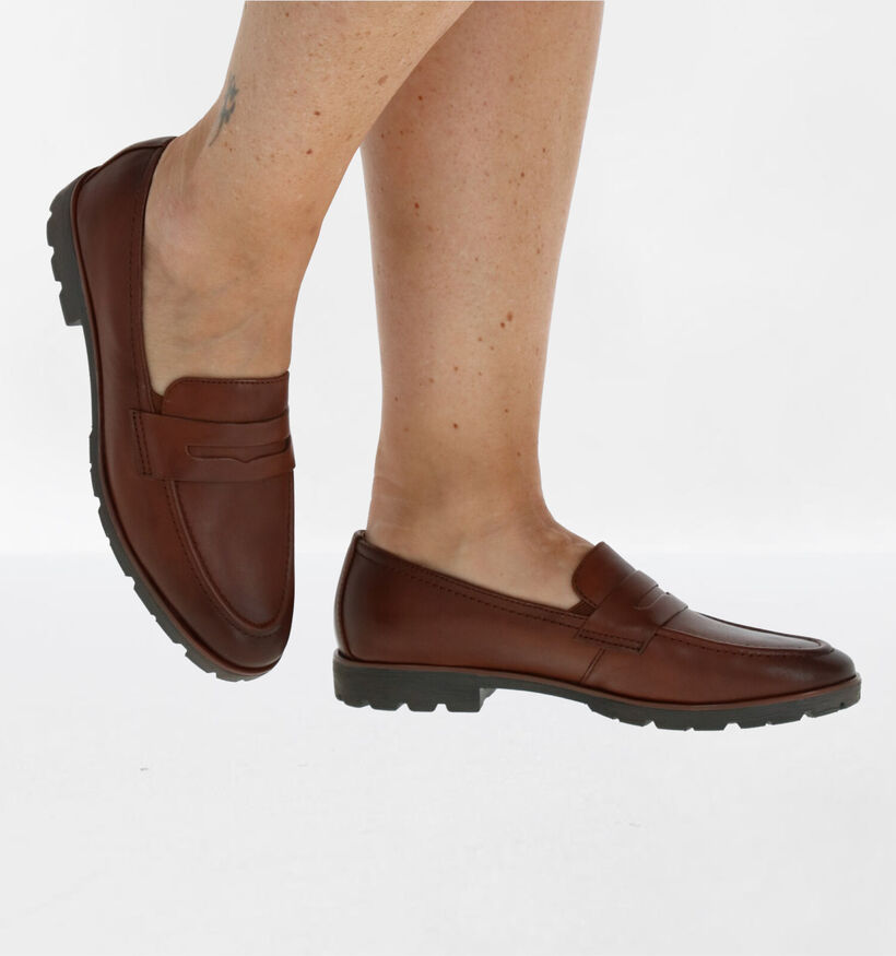Jana Cognac Loafers in leer (280897)