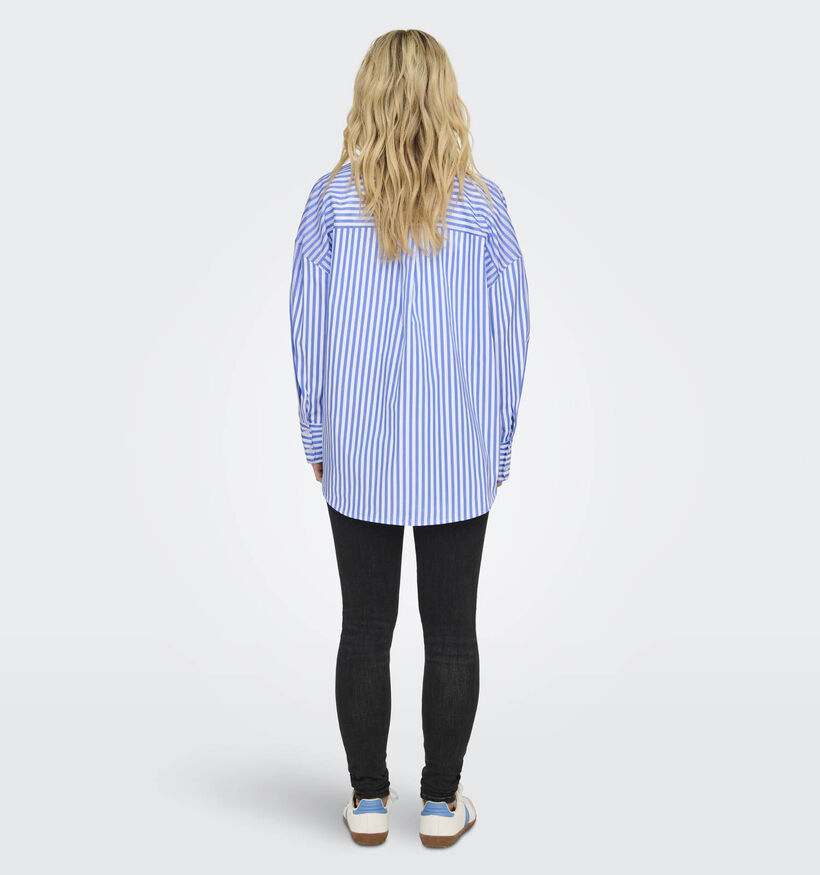 JDY Vesper Loose Striped Witte/Blauwe Hemd voor dames (366568)