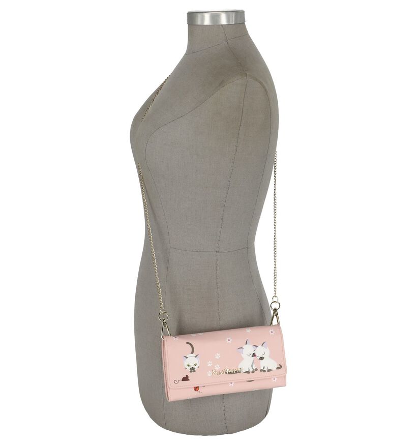 Roze Clutch Tasje Shagwear Playfull Kittens in kunstleer (232852)