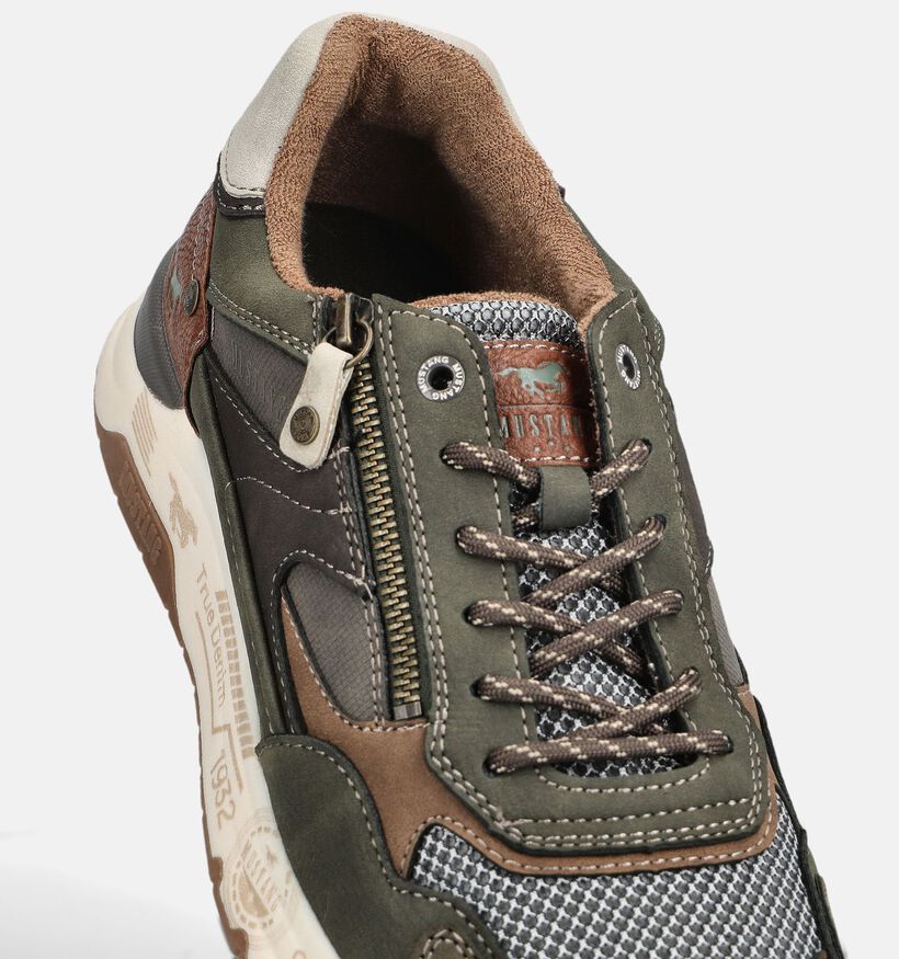 Mustang Kakigroene Schoenen met Veter en Rits voor heren (377349) - geschikt voor steunzolen