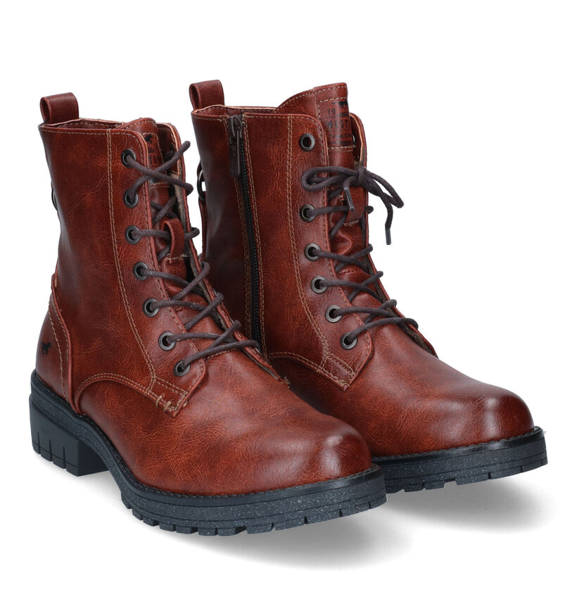 Mustang Boots à lacets en Cognac en simili cuir (313810)