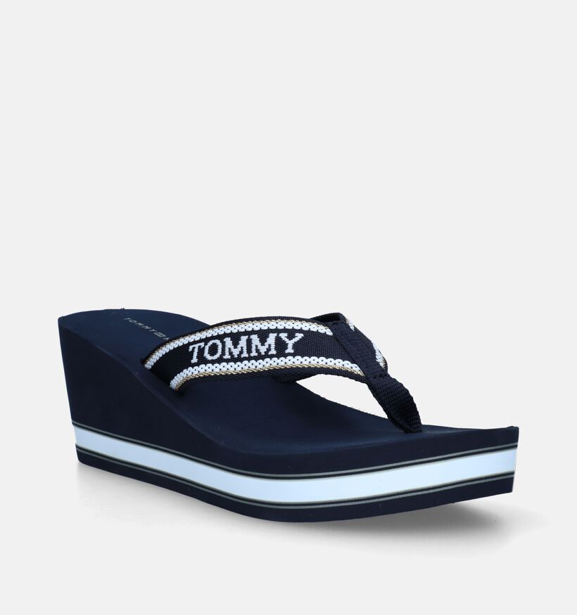 Tommy Hilfiger Wedge Beach Blauwe Teenslippers voor dames (336398)