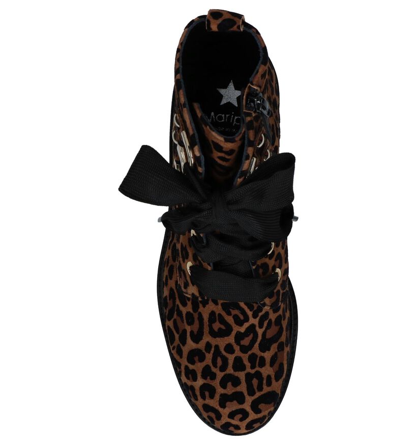 Boots met Rits/Veter Maripé met Luipaardprint in daim (248845)